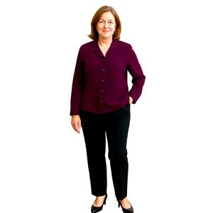 Habitat Button Down Blouse Burgundy Size Medium